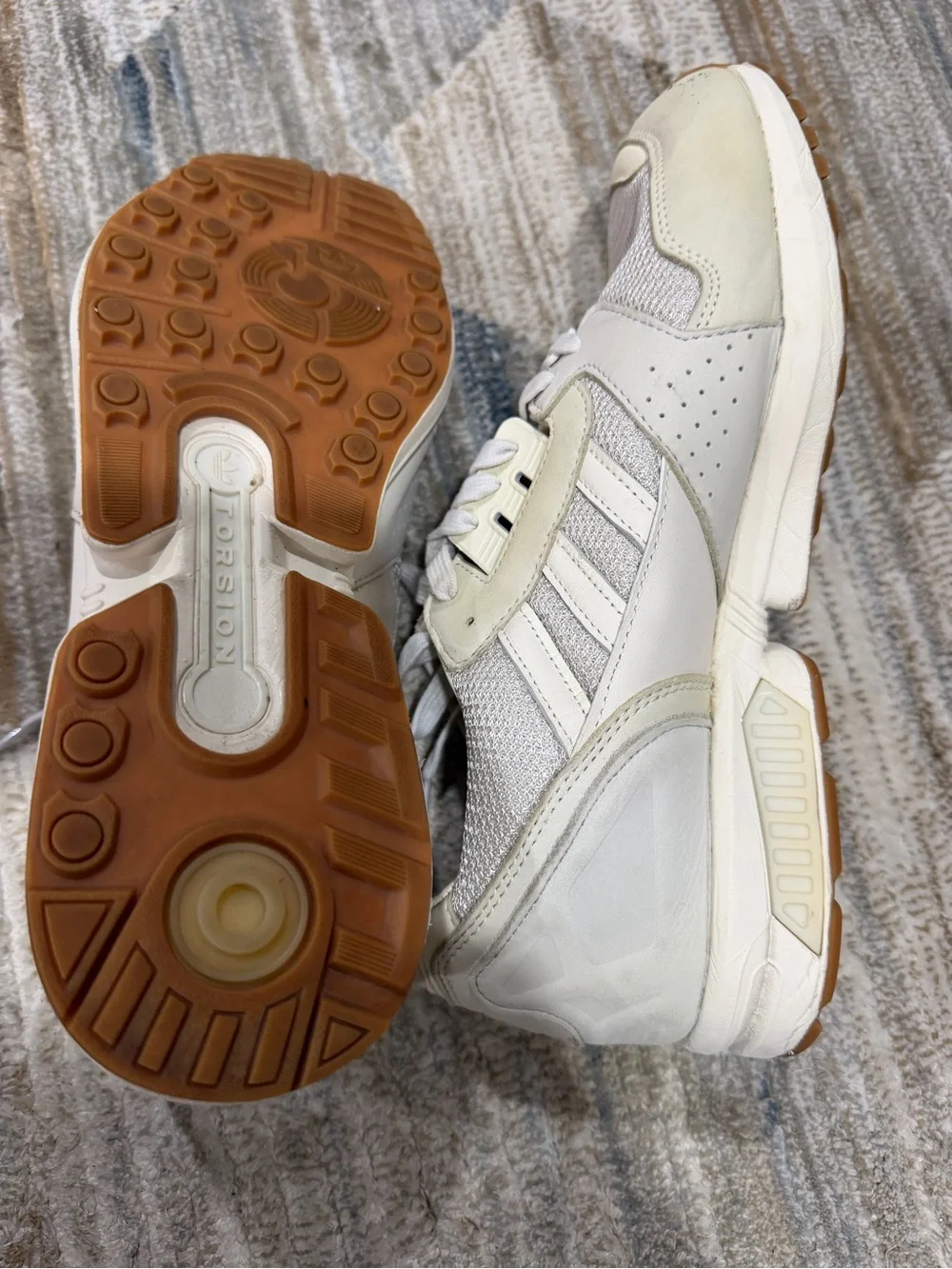 adidas White and Cream Men's Sneakers